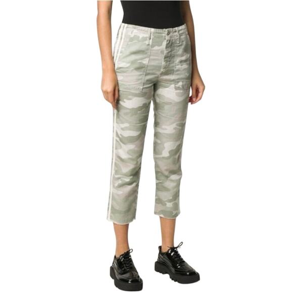 Mother The Shaker Chop Crop Fray Raw Hem Camo Desert Print Pants Size 27 - Picture 1 of 9